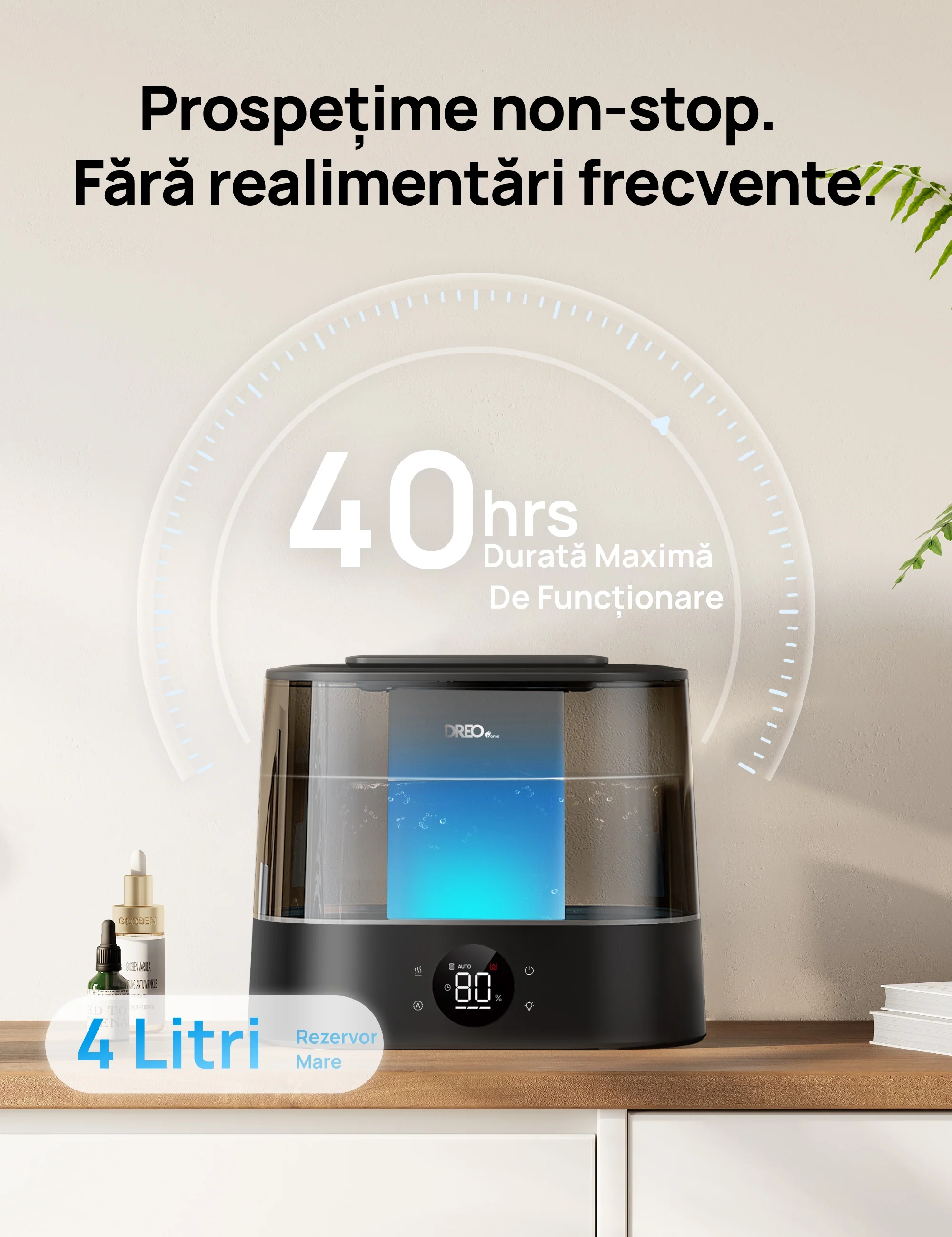 Umidificator de aer inteligent DREO 420S Smart de culoare neagră, cu rezervor de 4 litri [5]
