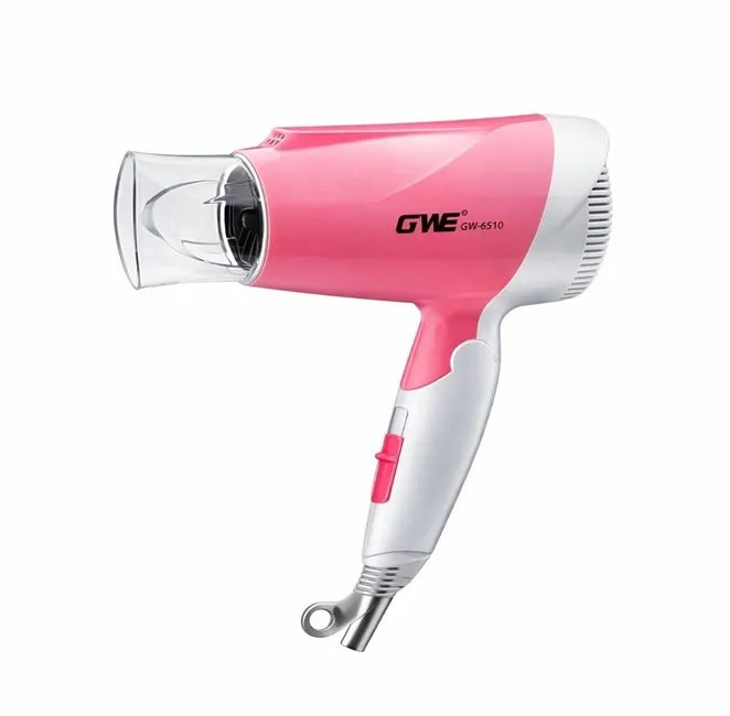 Îngrijire personală - Uscător de păr electric GW-6510 de 1500W în nuanțe roz cu alb cu duză concentrator detașabilă