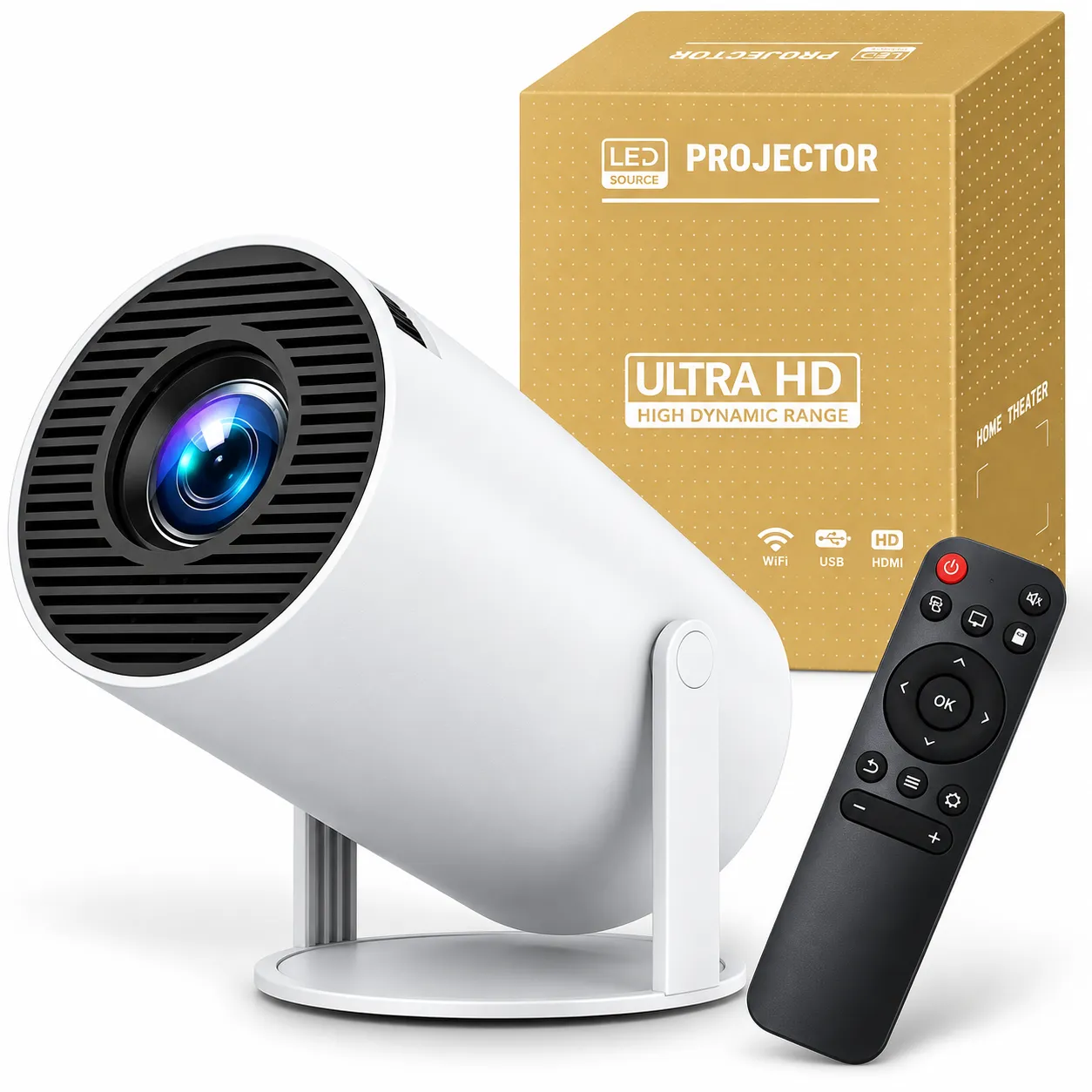 Videoproiectoare - Videoproiector portabil smart HD pentru filme și meciuri sportive cu oglindire ecran telefon