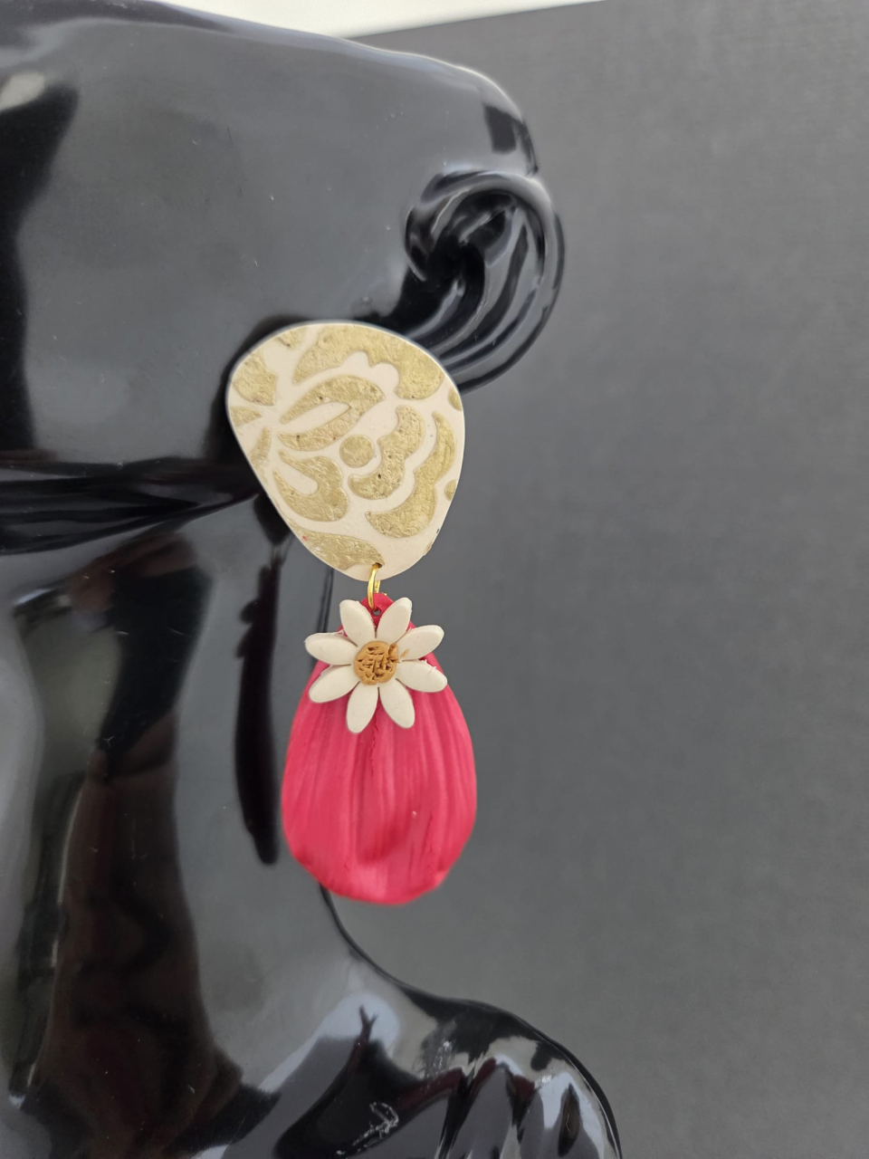 ORIZON - RED 2 - Cercei statement lut polimeric floral [2]