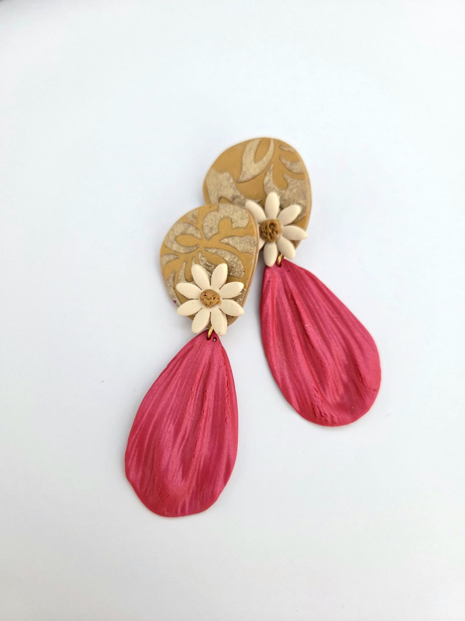 ORIZON - RED - Cercei statement lut polimeric floral [2]