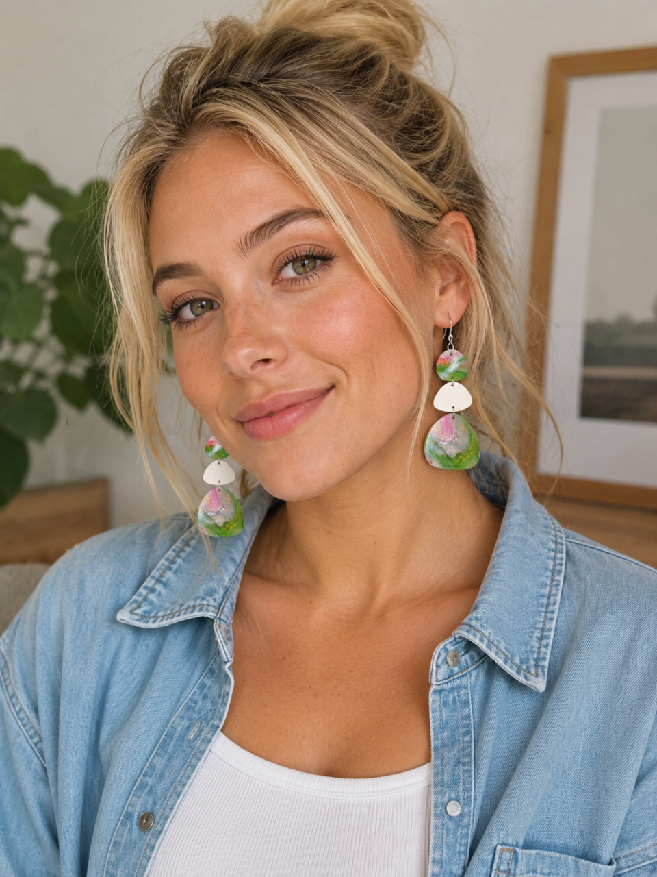Summer vibe -vcercei statement lut polimeric verde-pink, alb [3]