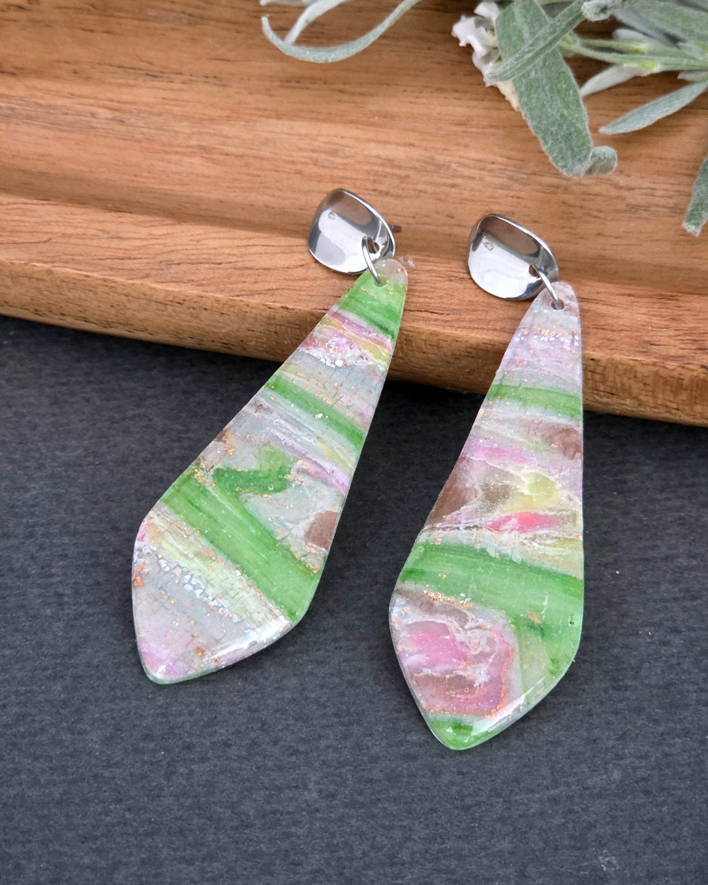 Summer vibe -vcercei statement lut polimeric verde-pink, alb [2]