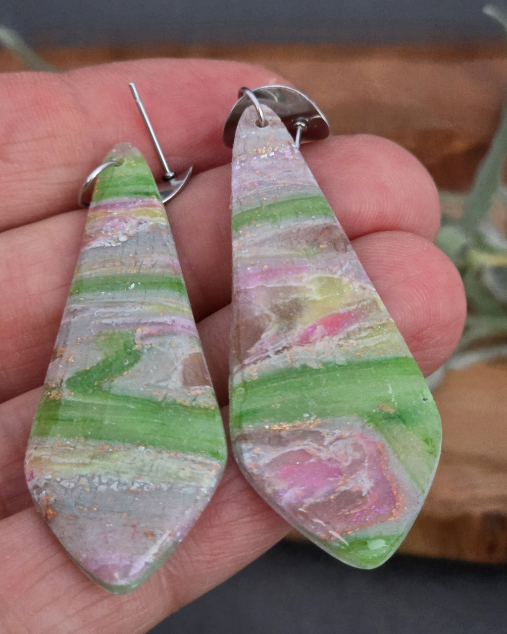 Summer vibe -vcercei statement lut polimeric verde-pink, alb [6]