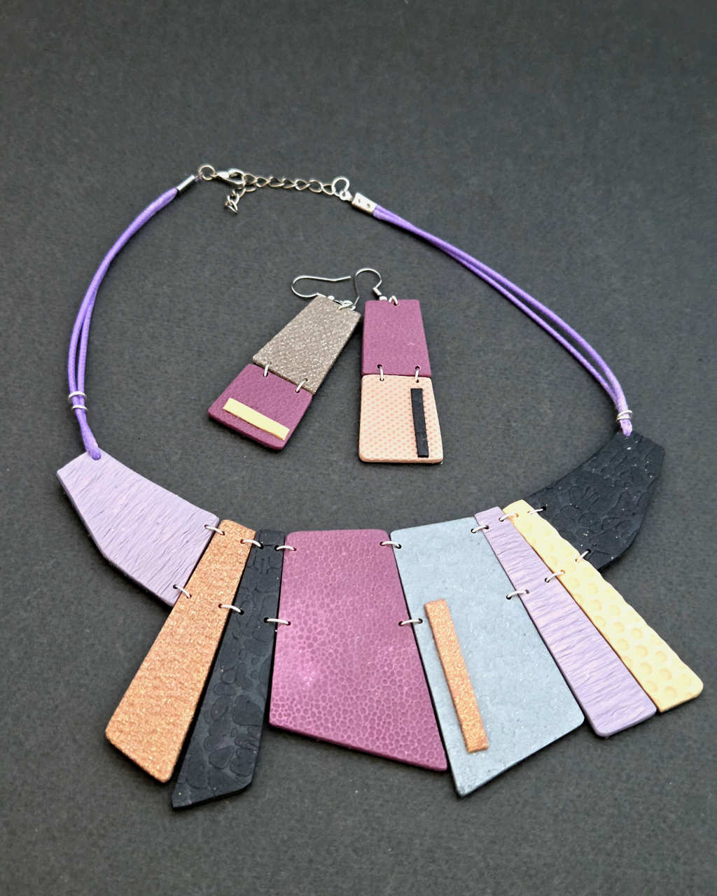 Urban Chic Liliac- set bijuterii statement, grometric [5]