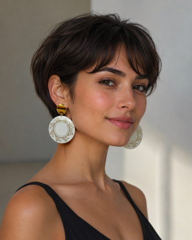 CERCE ALBI LAYLA - Cercei statement lut polimeric [2]