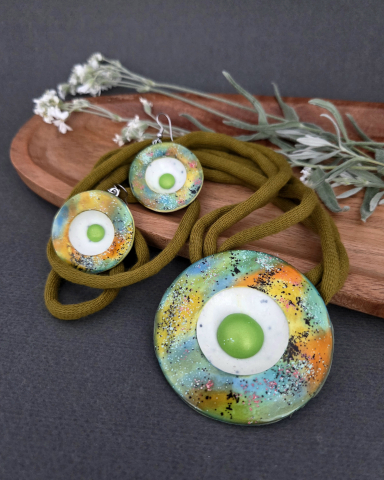 GALAXY - Set bijuterii handmade colier și cercei rotunzi | Bijouxland