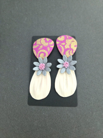 ORIZON - ORIZON - PINK - Cercei statement lut polimeric floral