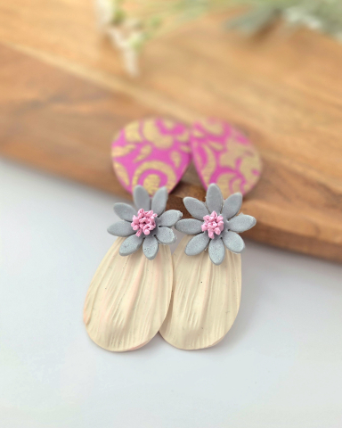 ORIZON - PINK - Cercei statement lut polimeric floral