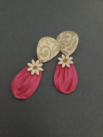 ORIZON - ORIZON - RED 2 - Cercei statement lut polimeric floral