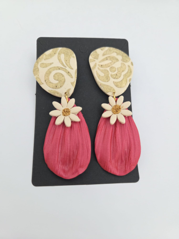 ORIZON - RED 2 - Cercei statement lut polimeric floral [2]