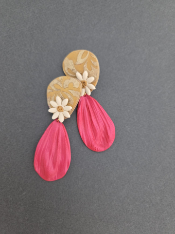 ORIZON - ORIZON - RED - Cercei statement lut polimeric floral