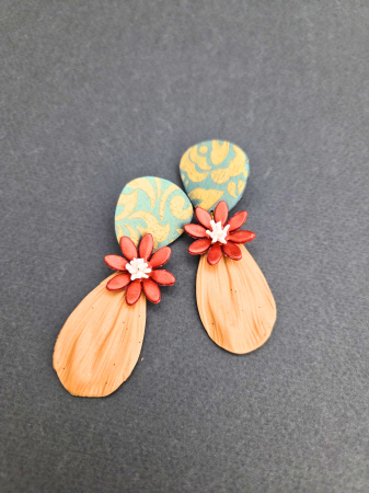 ORIZON - ORIZON - SAND - Cercei statement lut polimeric floral