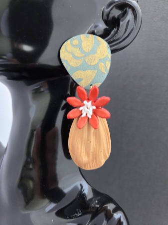 ORIZON - SAND - Cercei statement lut polimeric floral [1]
