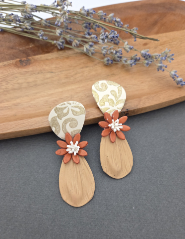 ORIZON - ORIZON - Autumn - Cercei statement lut polimeric floral