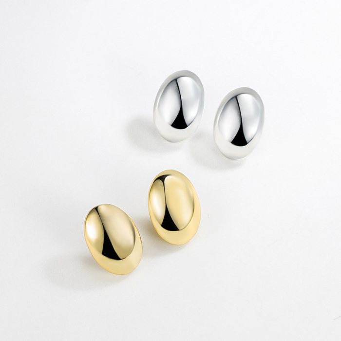 Cercei din Argint 925 Placați cu Aur – Design Minimalist „Golden Drop” [2]