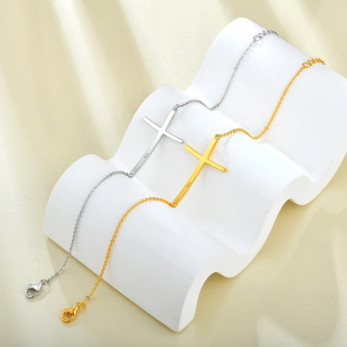 Brățară Argint 925 – Cruce Orizontală Minimalistă (Silver) [1]