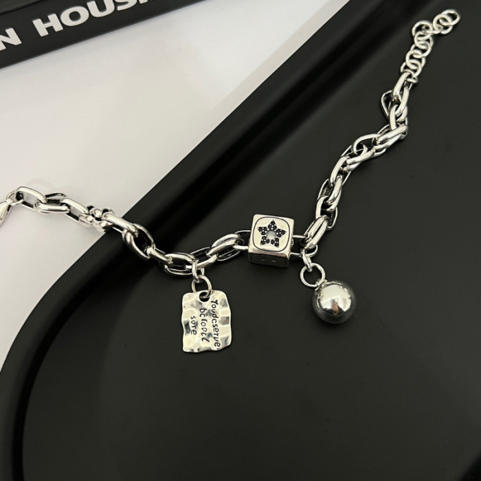 Brățară Argint 925 „Vintage Good Luck” – Design Texturat cu Talismane [2]