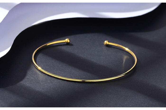 Brățară Rigidă din Argint 925 Placat cu Aur Galben – Model Bangle Minimalist [2]