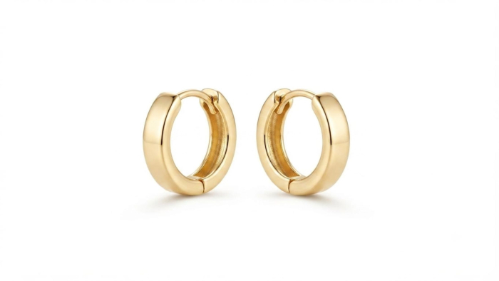 Cercei Aur 14K Bold Huggie – Creole Minimaliste Bombate – Stil Atemporal [1]
