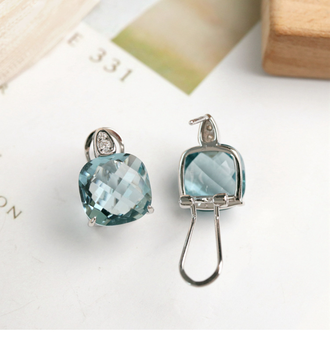 Cercei din Argint 925 cu Topaz Sky Blue și Accente de Cristale [2]