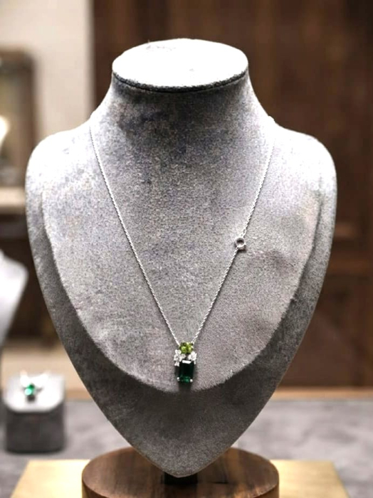 Colier din Argint 925 Lyra Emerald cu Zirconii și Peridot [2]
