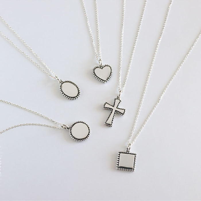 Colier  din Argint 925 „Vintage Faith” –Bănuț Oval Texturat [2]