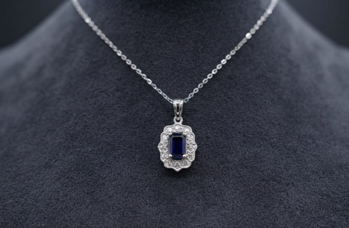 Colier din Aur de 14K cu Safir și Diamante Naturale – Eleganță Vintage Lord [1]