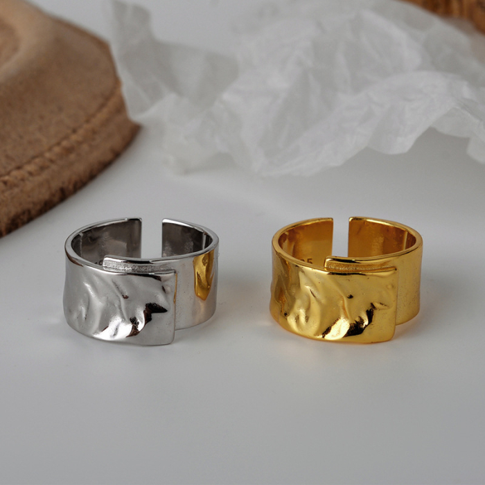 Inel Argint 925 Aurit „Golden Silk” – Design Texturat și Minimalist [3]