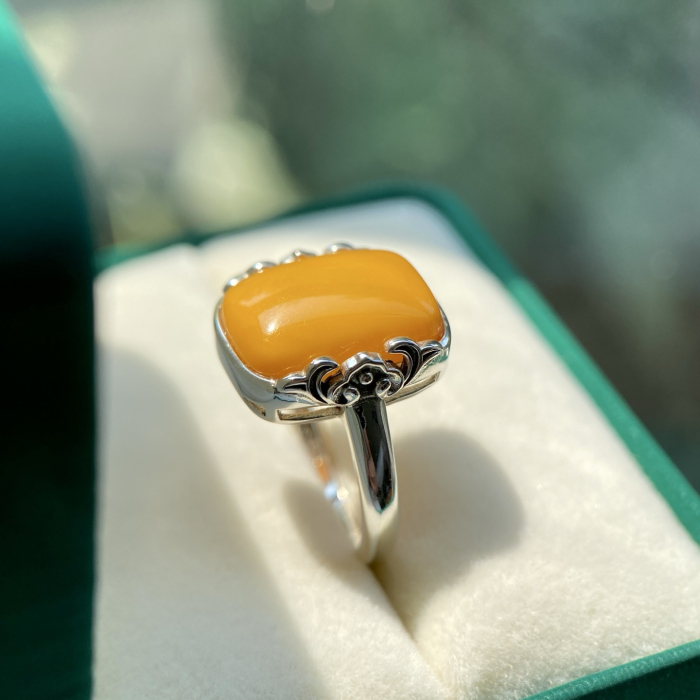 Inel Argint 925 „Golden Amber” – Design Vintage cu Piatră Galbenă [3]