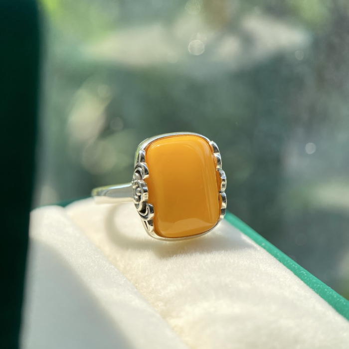 Inel Argint 925 „Golden Amber” – Design Vintage cu Piatră Galbenă [2]