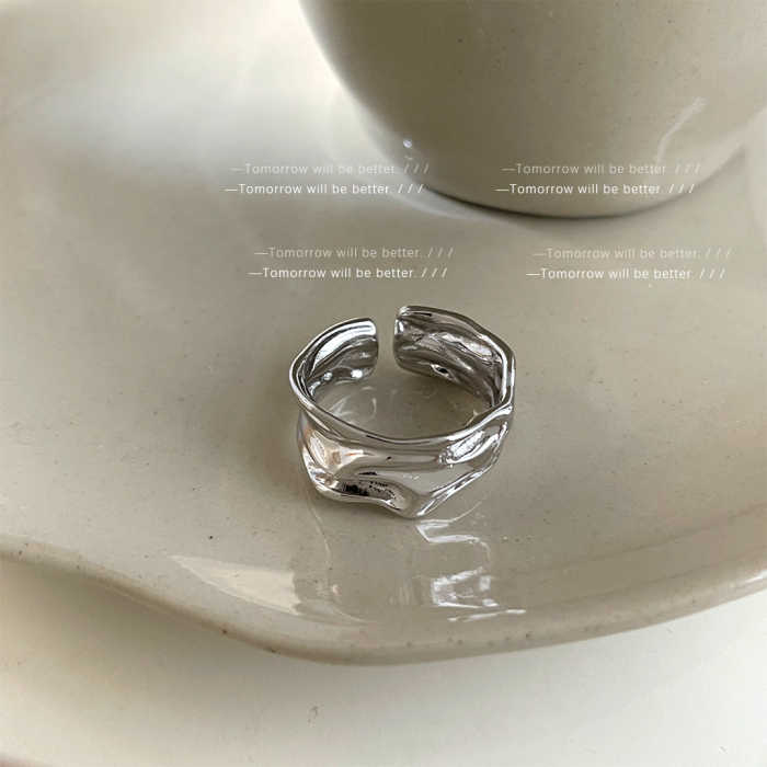 Inel Argint 925 „Liquid Silver” – Design Abstract și Texturat [4]