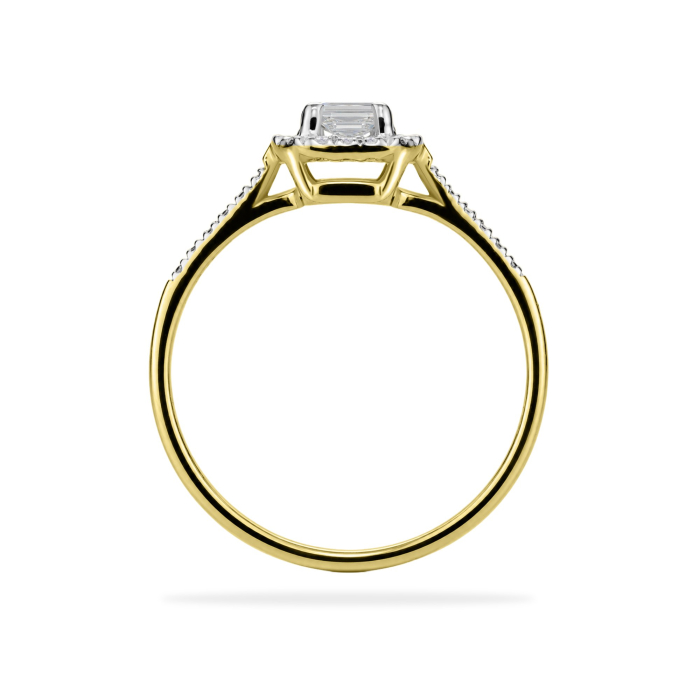 Inel de Logodnă Halo din Aur Galben 9K cu Diamant de Laborator Dreptunghiular 0.75ct TCW [2]