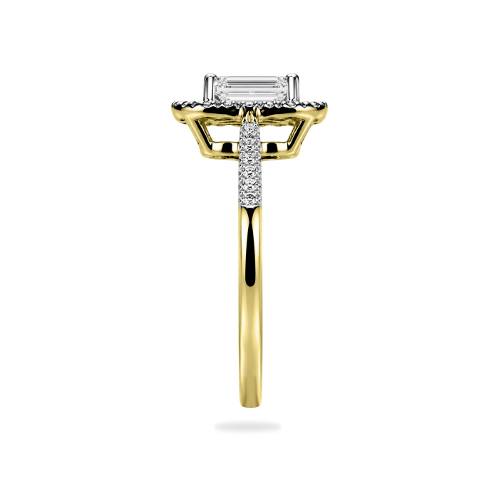 Inel de Logodnă Halo din Aur Galben și Alb de 18K cu Diamant de Laborator (0.58 ct t.w.) [2]
