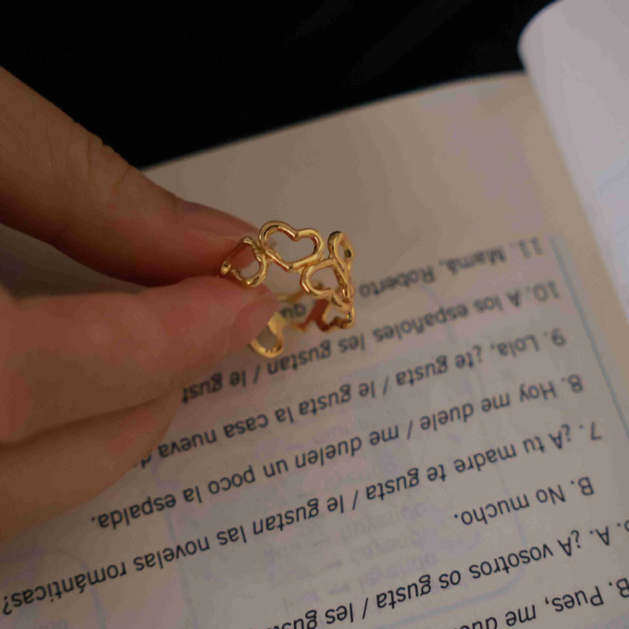 Inel din Argint 925 Placat cu Aur „Infinite Hearts” [3]