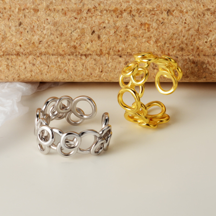 Inel Statement din Argint 925 Aurit – Design „Eternal Circles” [3]