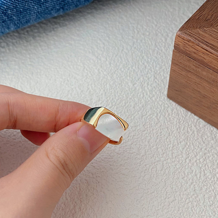 Inel Statement din Argint 925 – Model Geometric cu Încrustație din Sidef Natural (Mother of Pearl) [2]