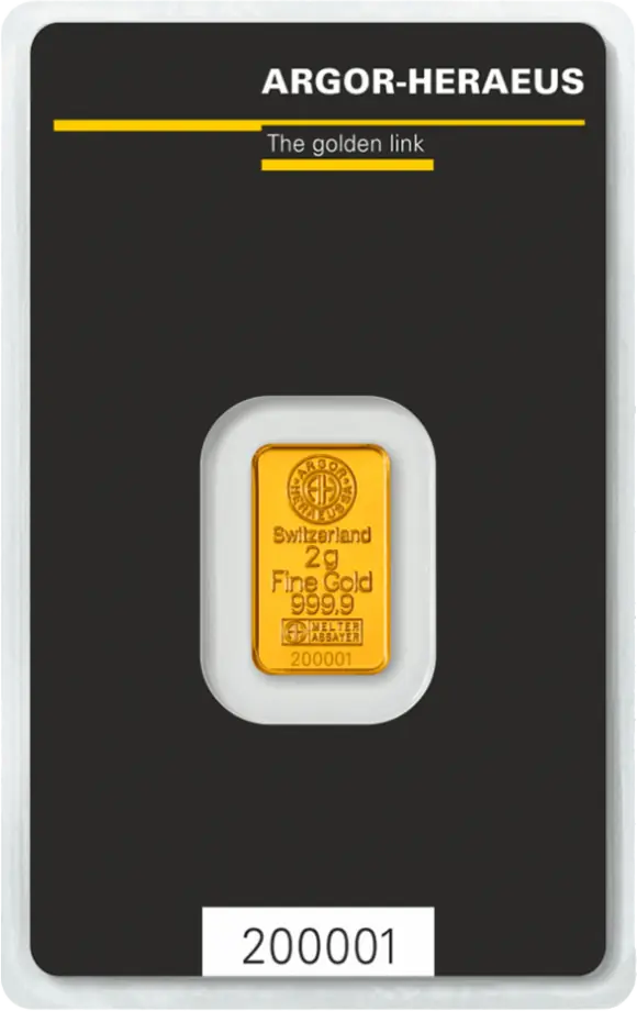 Lingou din Aur Argor-Heraeus 2 grame (Aur Pur 24K, Blister Certificat) [1]