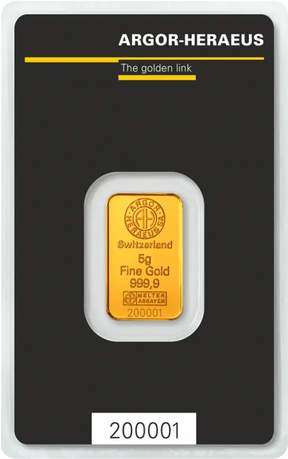 Lingou din Aur Argor-Heraeus 5 grame (Aur Pur 24K, Blister Certificat) [2]
