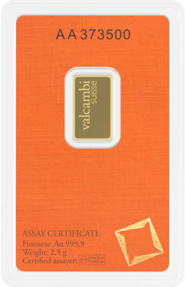 Lingou din Aur Valcambi Suisse 2,5 grame (Aur Pur 24K, Blister Certificat) [1]