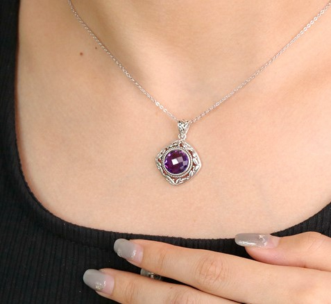 Set Argint 925 „Royal Amethyst” – Pandantiv și Cercei cu Design Vintage [3]