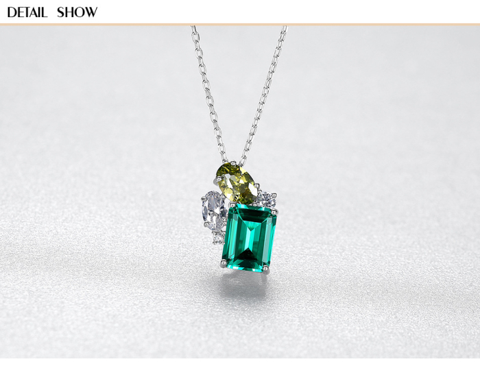 Set Bijuterii din Argint 925 Rodiat – Colier și Cercei Emerald & Peridot Crystal [4]