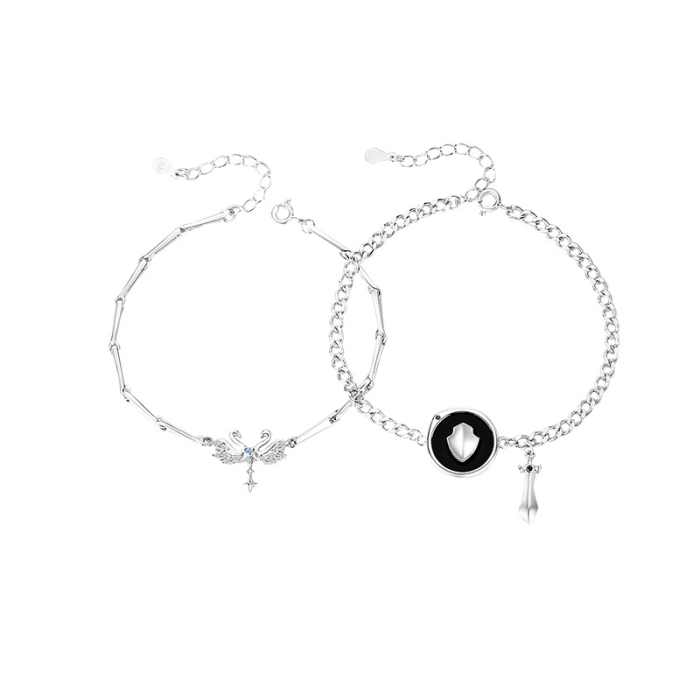 Set Brățări Cuplu Argint 925 „Knight & Swan” – Simbolul Protecției și al Grației [2]