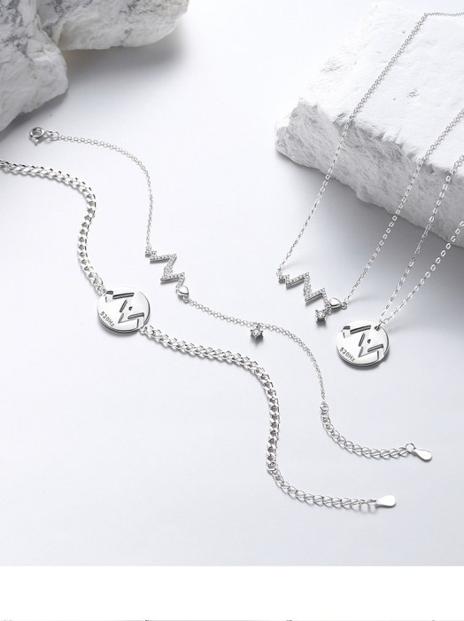 Set Brățări Cuplu din Argint 925 Rodiat – Simbol „Bătăile Inimii” cu Zirconii [3]