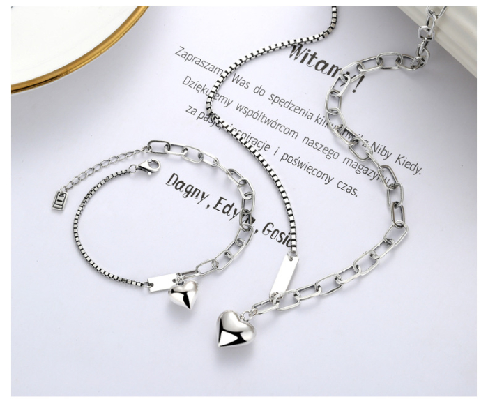 Set „Dual Love” – Colier și Brățară din Argint 925 Placat cu Rodiu [3]