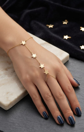 bratari aur 14k - Brățară de mână cu inel (Baciamano) din Aur Galben 14K – Constelația Ta Norocoasă