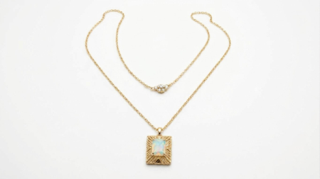 OUTLET - COLIER ARGINT PLACAT CU AUR DUBLU - LANTISOR ETALAT CU PANDANTIV NATURAL VINTAGE