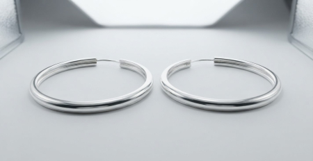 OUTLET - Cercei Cercuri Tubulari Mari din Argint 925, Model Chunky Hoops