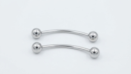 OUTLET - Piercing Curbat din Argint 925 Model Banana Barbell cu Bile Lucioase