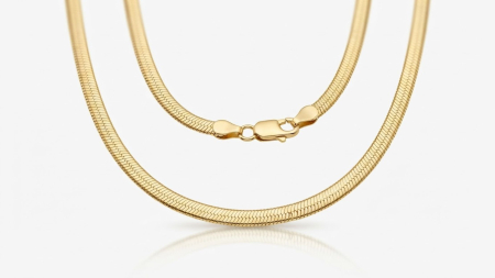 LANT BARBAT AUR 14K - Lantisor din Aur 14K Model Sarpe Plat – Eleganta Luxoasa si Stralucire Fluida